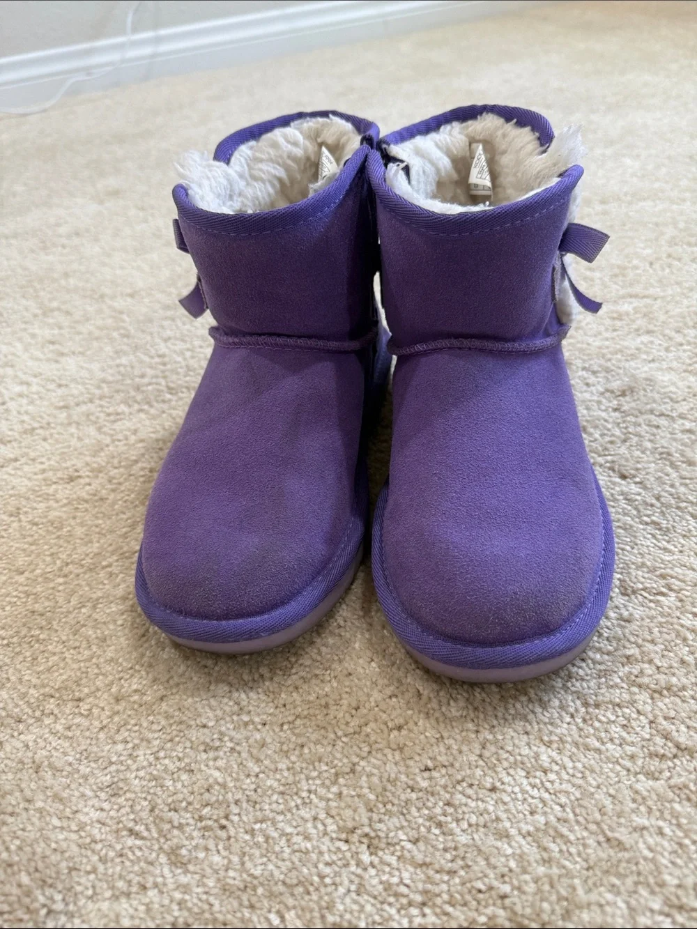 Koolaburra Purple Girls Bow Fleece-Lined Kids Boots